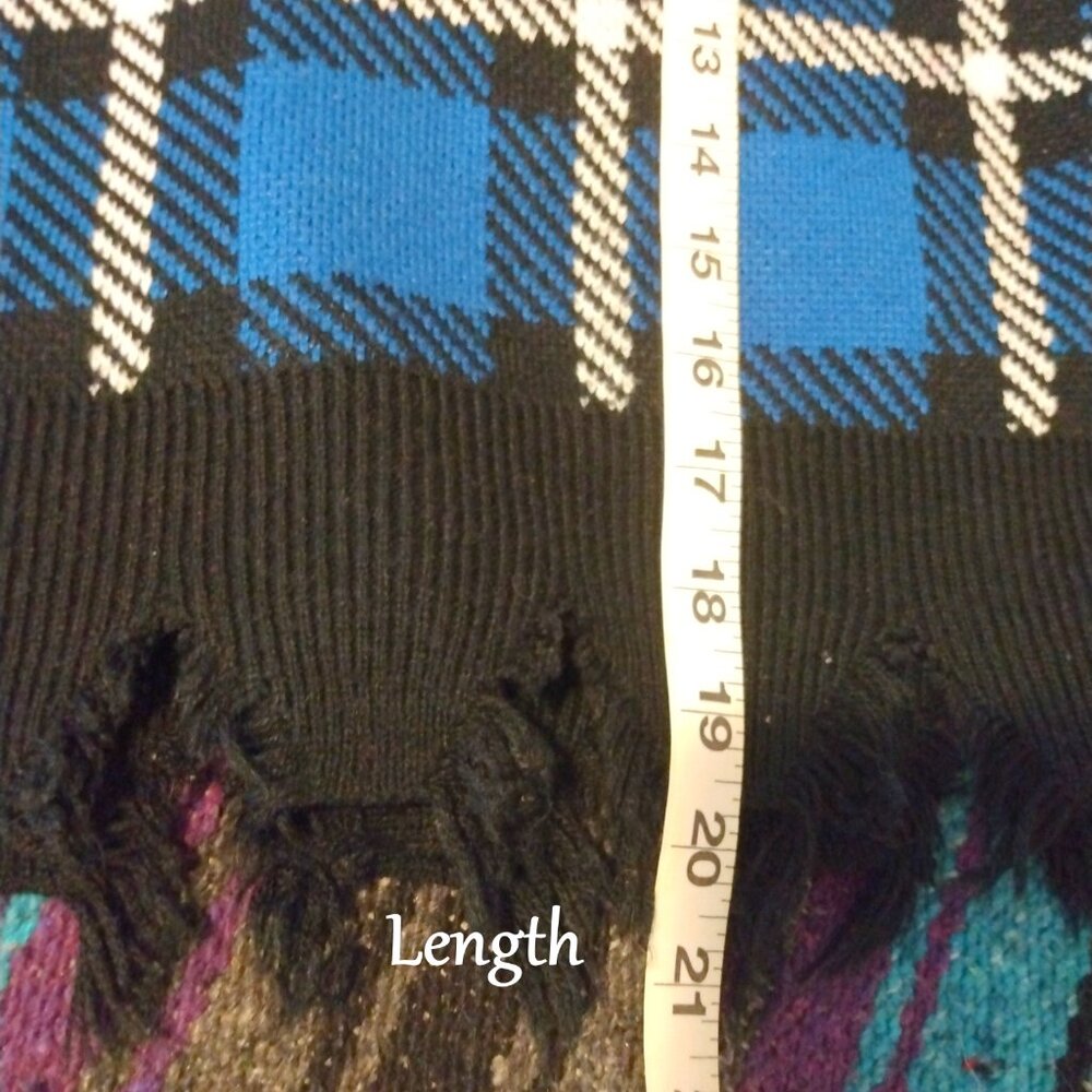 Runway 7 Factory Distressed Colorblock Plaid Knit Cardigan S Grunge Varsity Y2K - Picture 7 of 8
